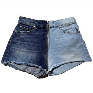 REVICE Jeans Short Womens 29 2-tone High Rise Denim Full Zipper Yin Yang Tokyo
